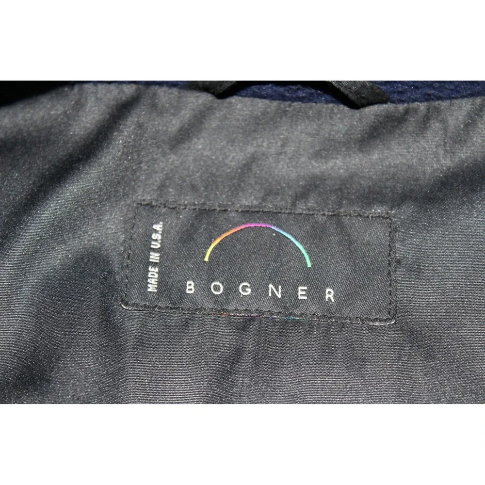 Bogner Jacket Mens XL Brown Navy Blue Fleece 1/4 Zip Western Southwestern VTG